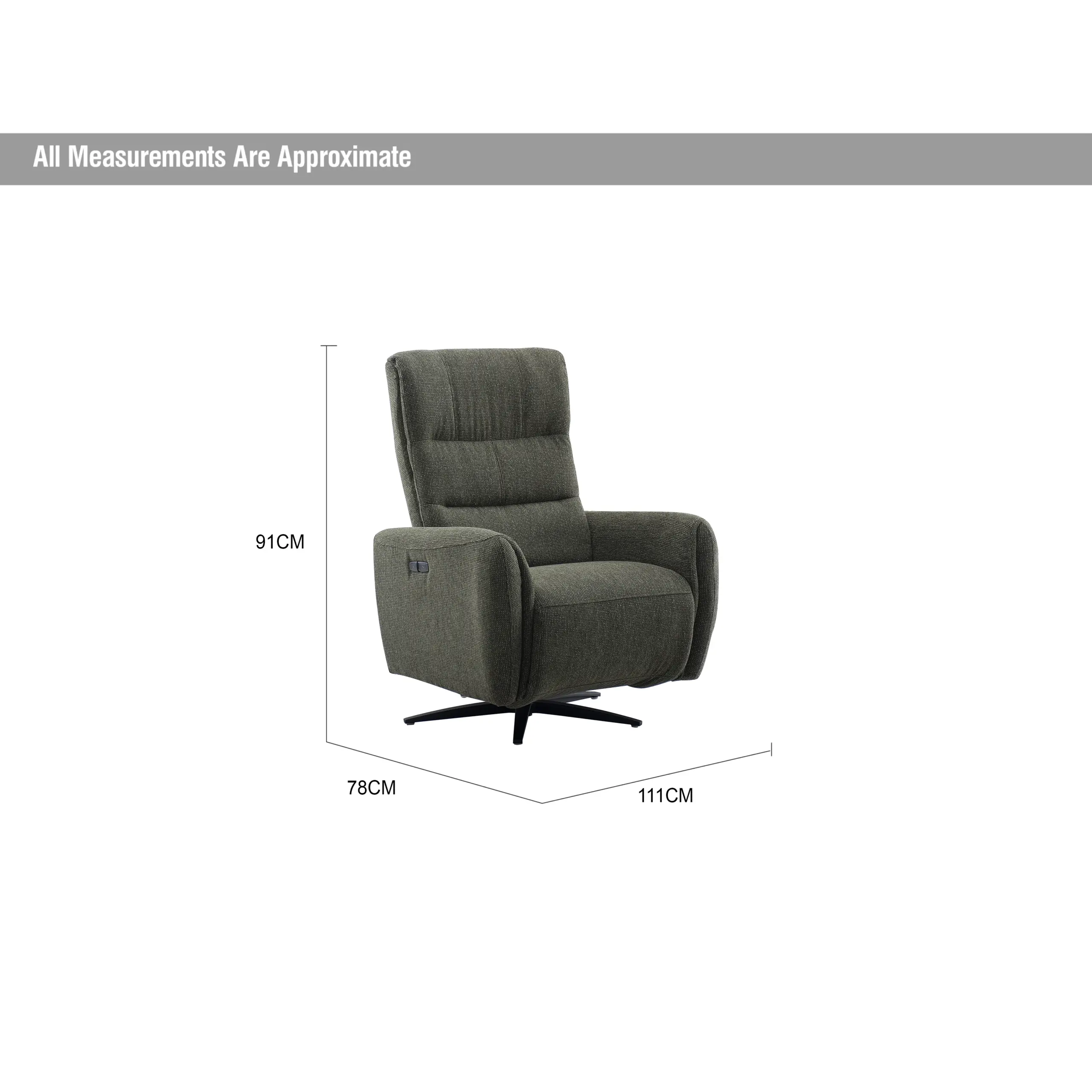 Quatro Swivel Chair with Power Recliner - Olive Green Quatro Swivel Chair with Power Recliner - Olive Green - Image 10