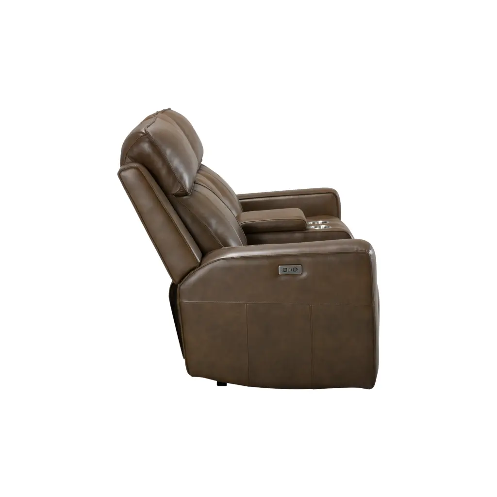 Leona Leather 2 Seater Sofa with Power Recliner and Console - Thumbnail Image 5