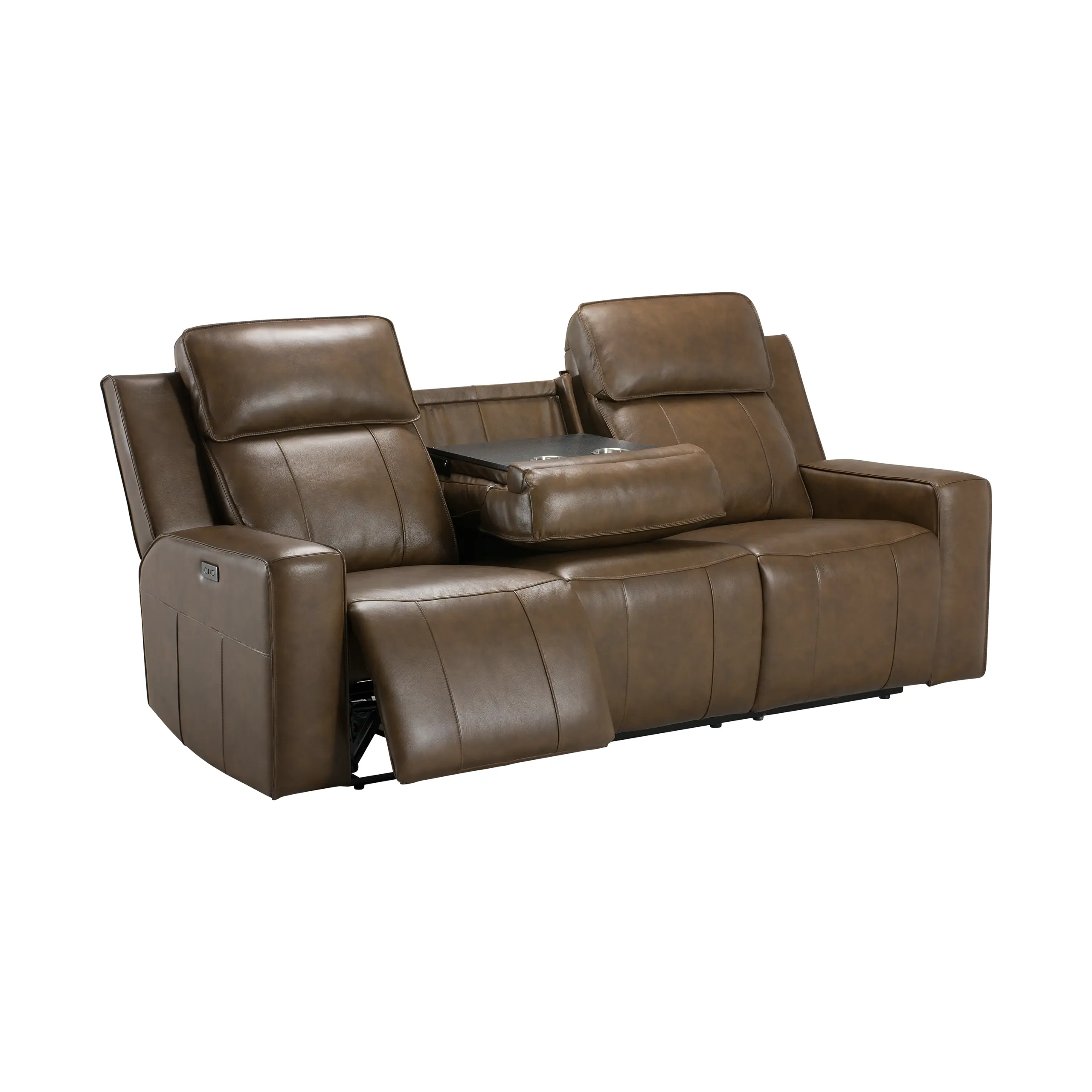 Leona Leather 3 Seater Sofa with Power Recliner - Image 3
