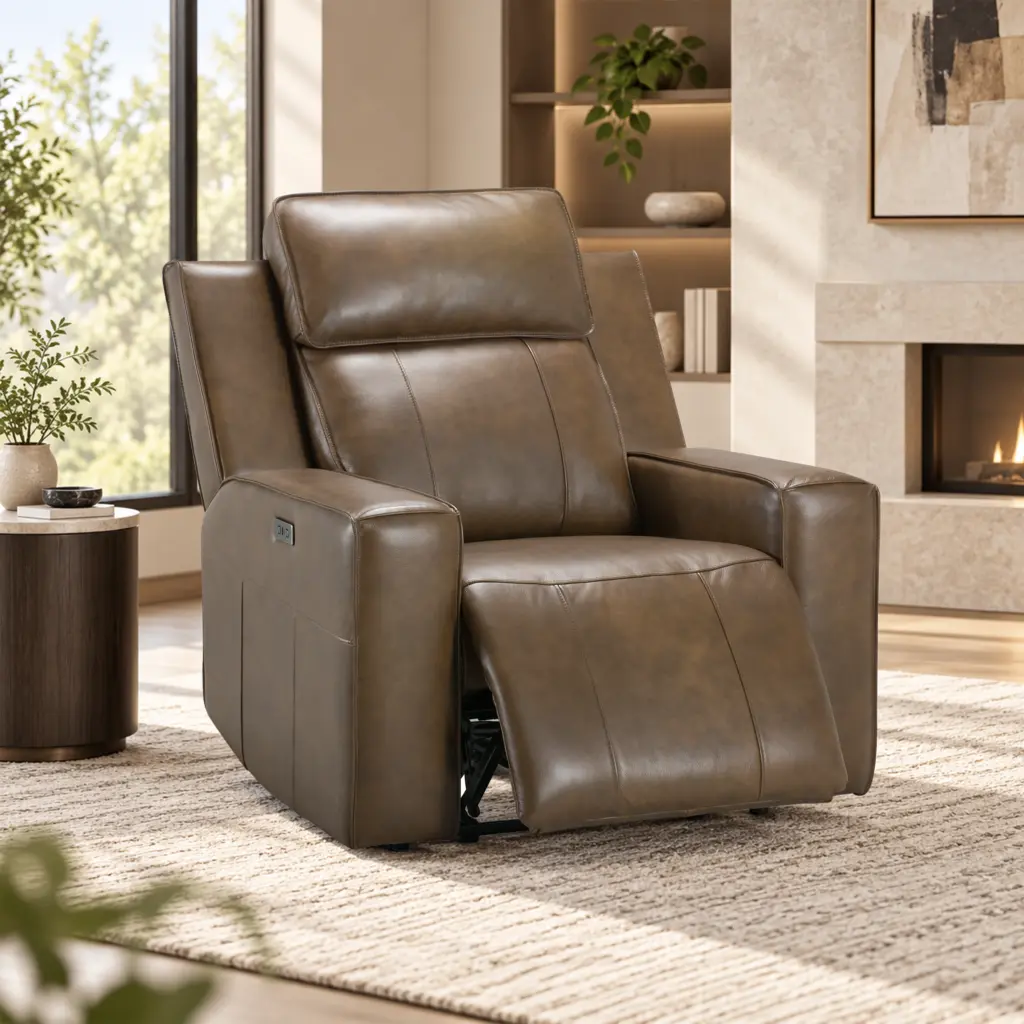 Leona Leather Single Seater with Power Recliner - Thumbnail Image 1