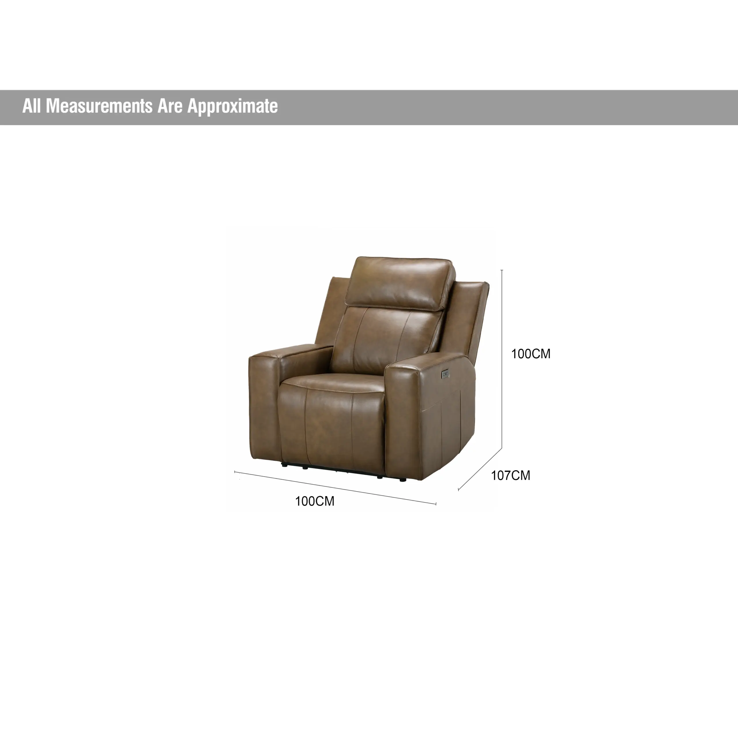 Leona Leather Single Seater with Power Recliner - Image 6
