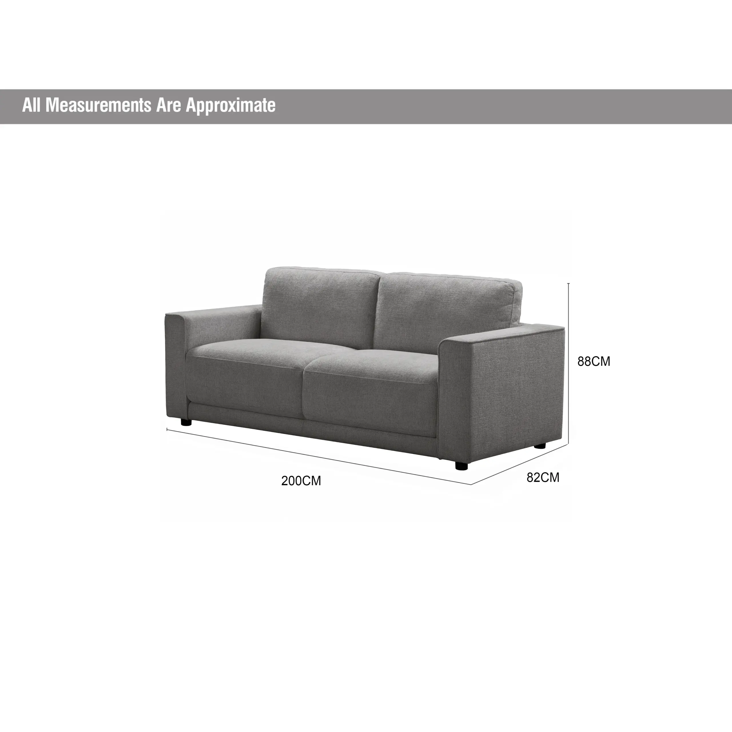 Sonett 3 Seater Dk Grey Dia United Furniture