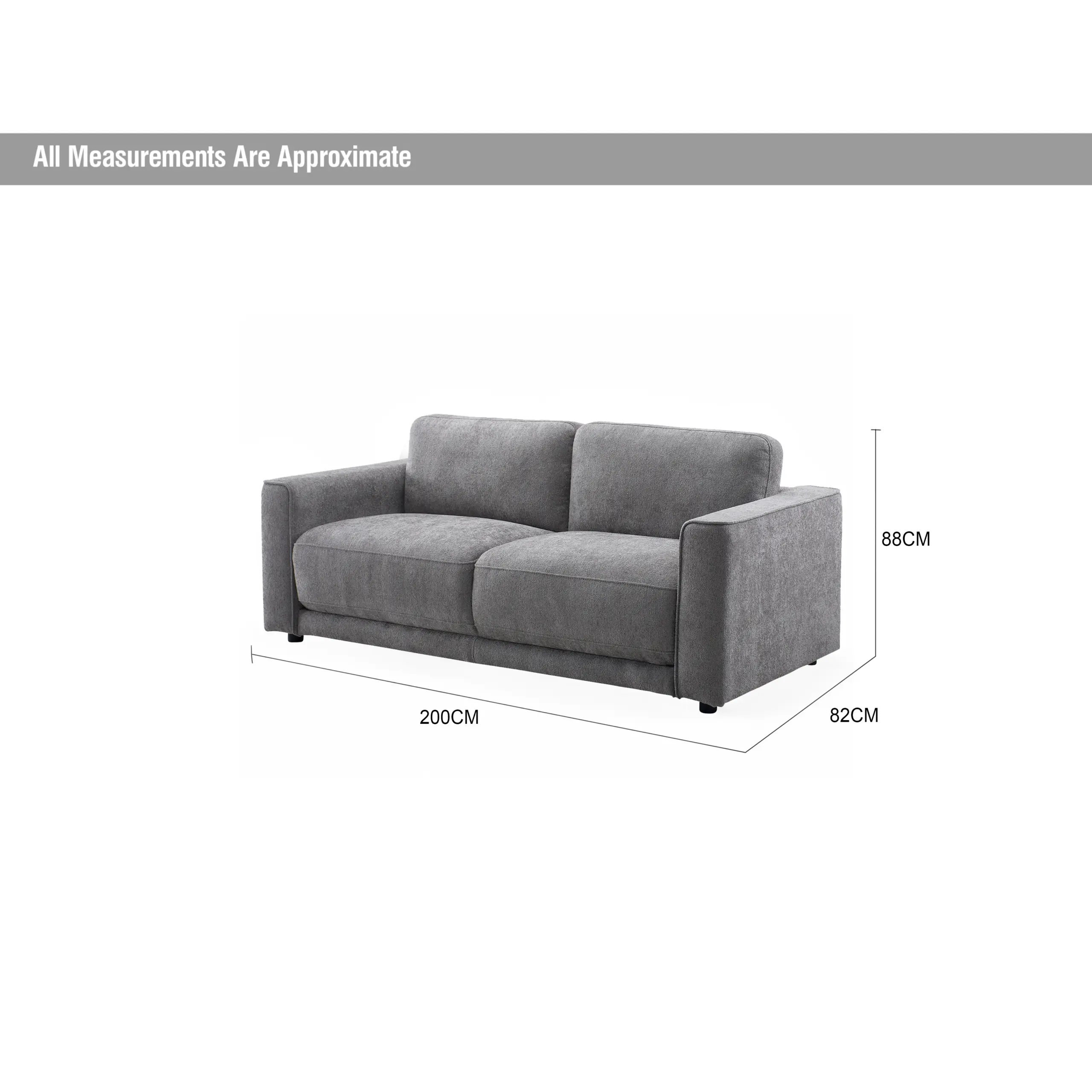 Sonett 3 Seater Grey Dia United Furniture